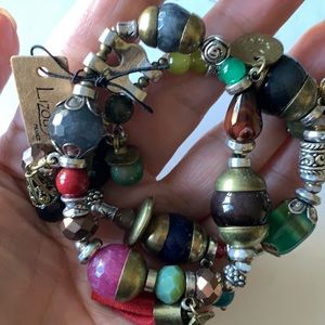 Lizou France charm double stretch bracelet